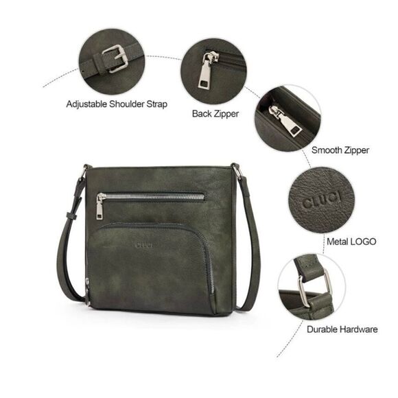 Crossbody Purse for Women Multi Pockets Bag Vegan Leather Small Shoulder Handbag - Picture 4 of 5